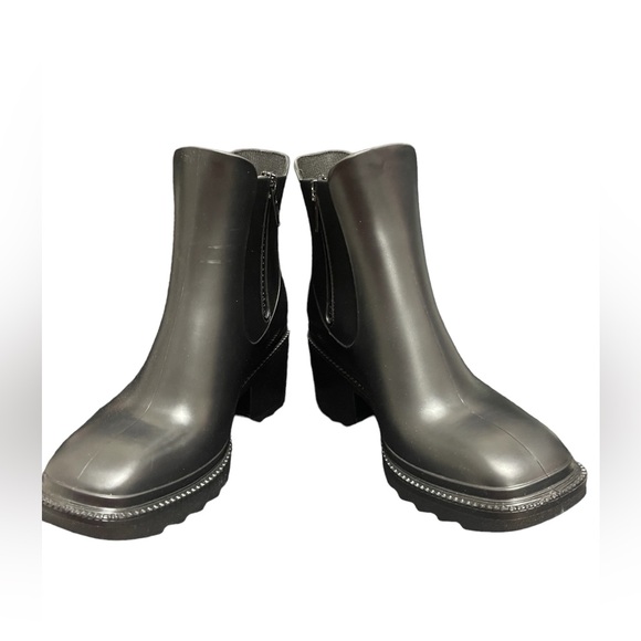 🌼💚💚NEW. INC International Concepts Rain Boots Black Ankle Block - Picture 7 of 7